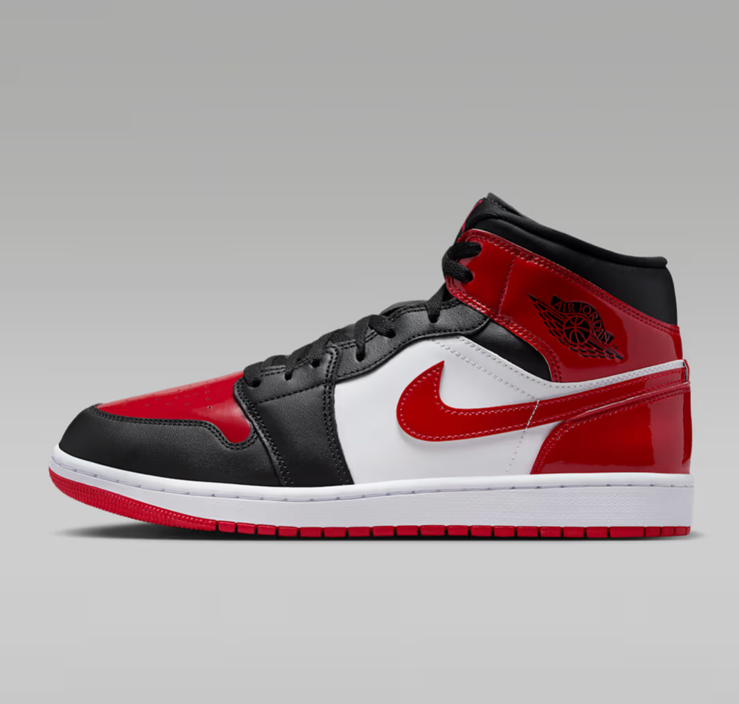 Jordan 1 mid SE Patent Bred Toe