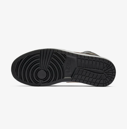 Jordan 1 Mid Patent Black White Gold